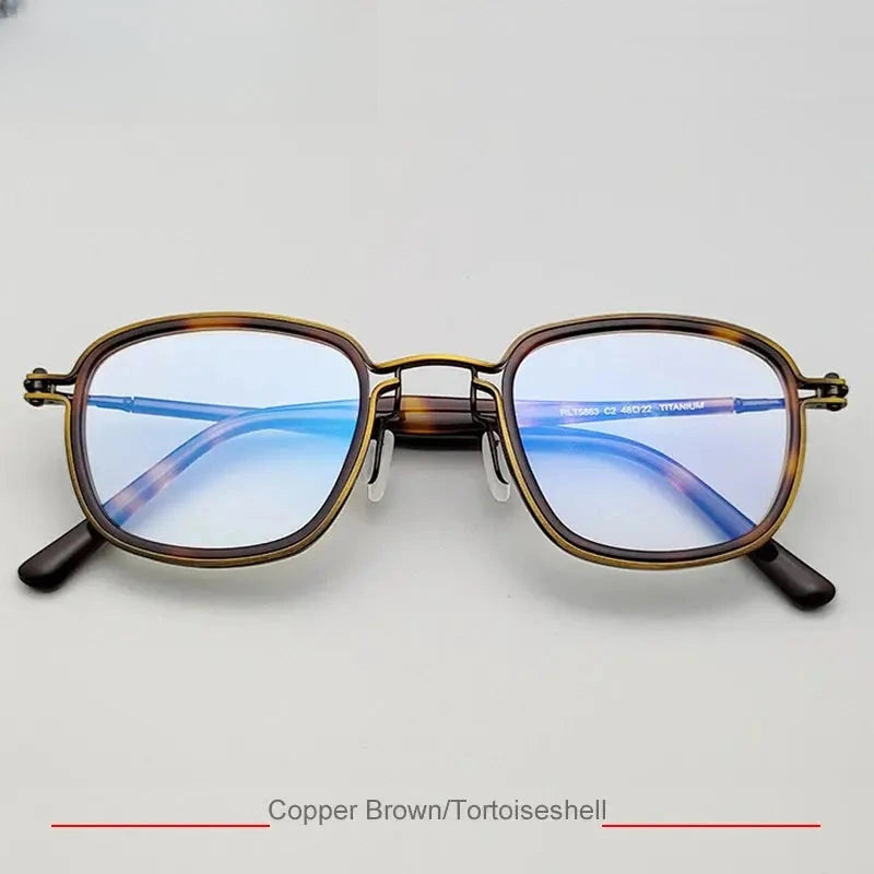 Men's Square Full Rim Titanium Prescription Glasses 35863 — view 5 | Rx Spectacle