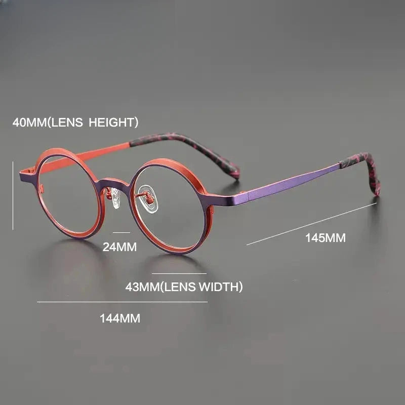 Unisex Round Full Rim Titanium Prescription Glasses Gxyj1024 — view 5 | Rx Spectacle