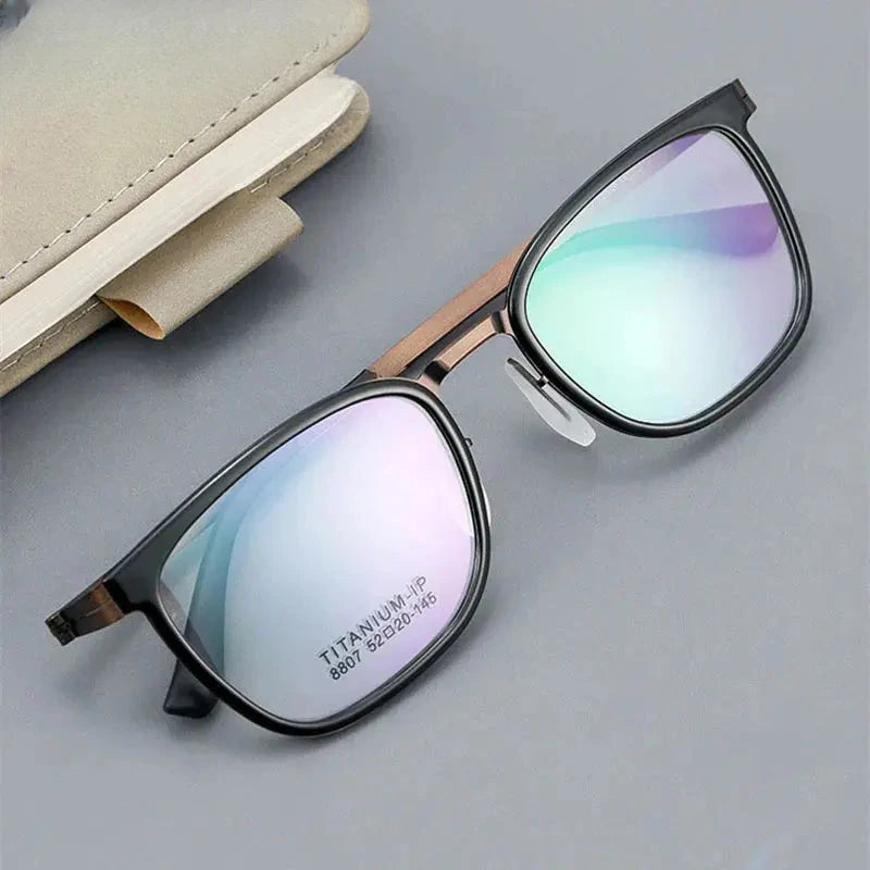 Unisex Square Full Rim Titanium Prescription Glasses 8807 — view 2 | Rx Spectacle