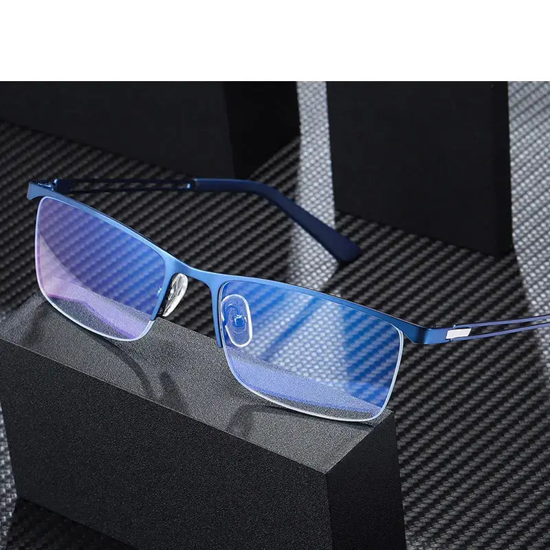 Unisex Rectangular Semi-Rimless Alloy Prescription Glasses 591600 — view 1 | Rx Spectacle