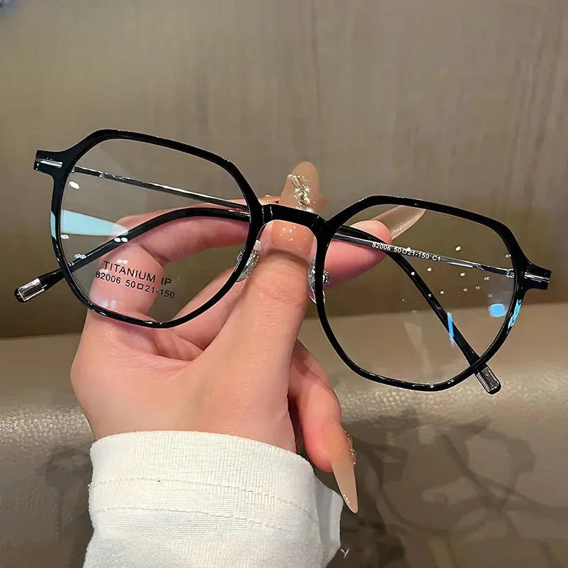 Women's Polygon Full Rim Titanium Flat Top Prescription Glasses 82006 — view 1 | Rx Spectacle