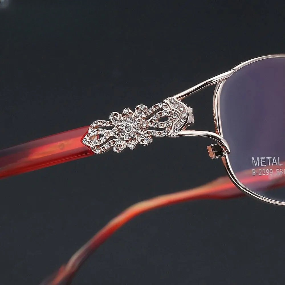 Women's Oval Full Rim Titanium Prescription Glasses 2399 — view 9 | Rx Spectacle