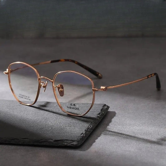 Unisex Polygon Full Rim Titanium Prescription Glasses Fm21001 — view 1 | Rx Spectacle