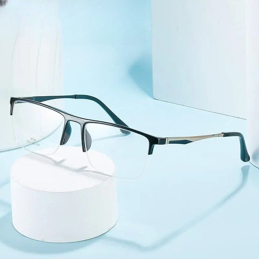 Unisex Square Semi-Rimless Alloy Prescription Glasses 8725 — view 1 | Rx Spectacle