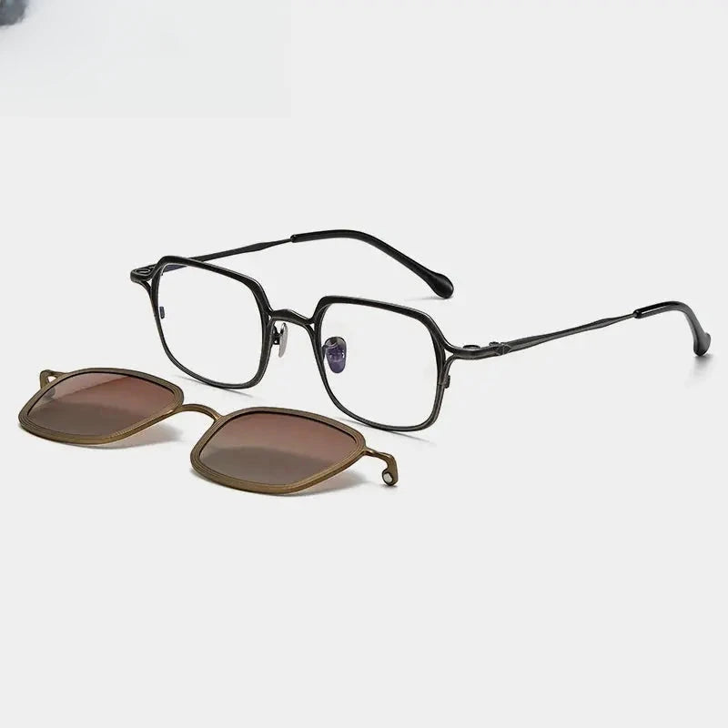 Unisex Square Full Rim Titanium Clip-On Prescription Glasses 885969 — view 3 | Rx Spectacle
