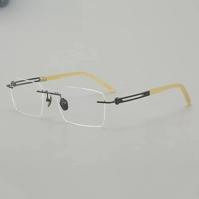 Men's Polygon Rimless Titanium Oversized Prescription Glasses 401001 — view 4 | Rx Spectacle