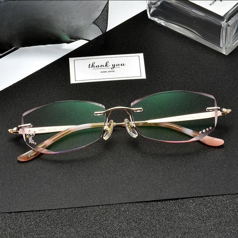 Women's Rectangular Rimless Prescription Glasses 10139 — view 1 | Rx Spectacle