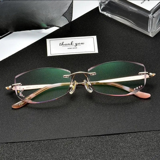Women's Rectangular Rimless Prescription Glasses 10139 — view 1 | Rx Spectacle
