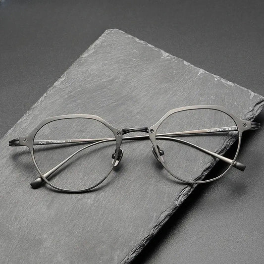 Unisex Polygon Full Rim Titanium Oversized Prescription Glasses 642039 — view 1 | Rx Spectacle