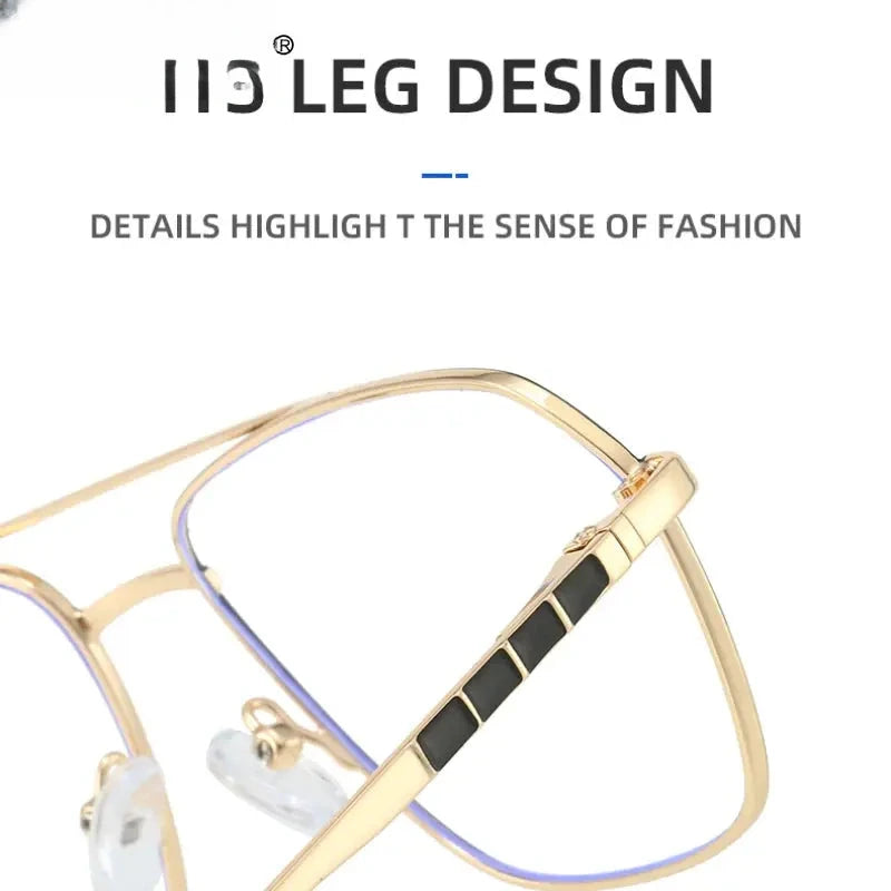 Unisex Square Full Rim Alloy Double Bridge Reading Glasses 6908 — view 3 | Rx Spectacle