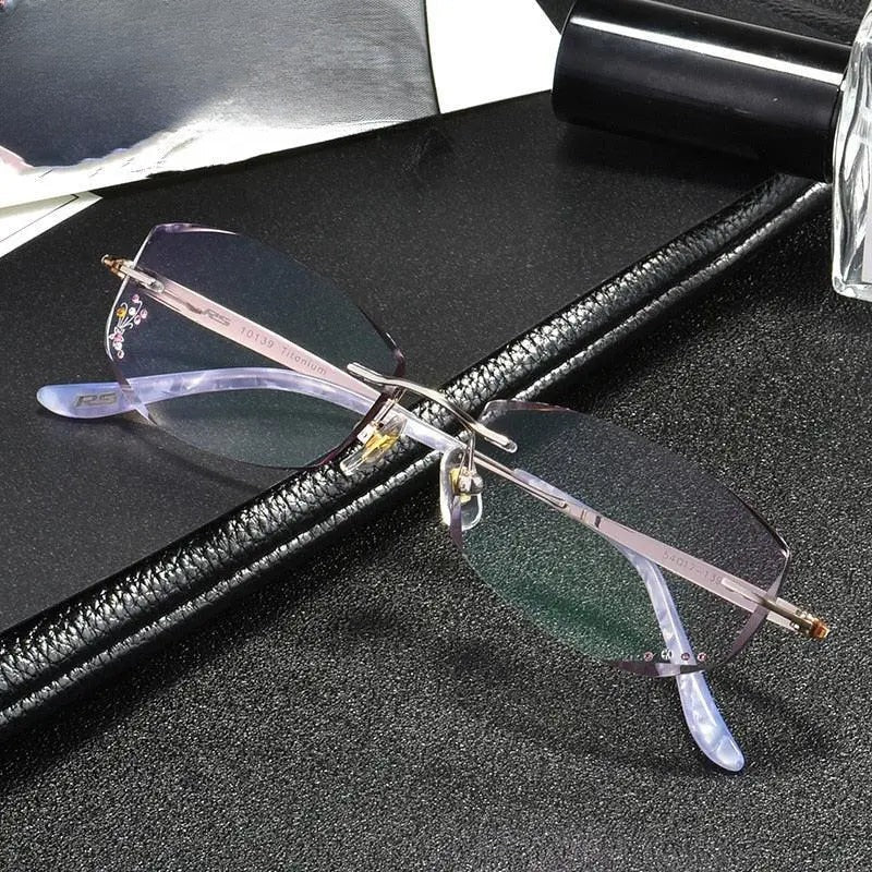 Women's Rectangular Rimless Prescription Glasses 10139 — view 7 | Rx Spectacle