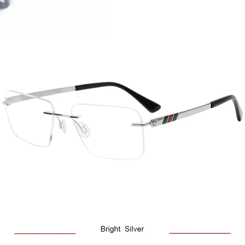 Women's Square Rimless Titanium Screwless Prescription Glasses 75014 — view 5 | Rx Spectacle
