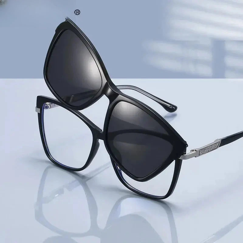 Women's Cat Eye Full Rim Titanium Clip-On Reading Glasses 860032 — view 1 | Rx Spectacle