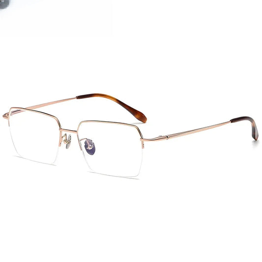 Men's Square Semi-Rimless Titanium Prescription Glasses 316889 — view 1 | Rx Spectacle