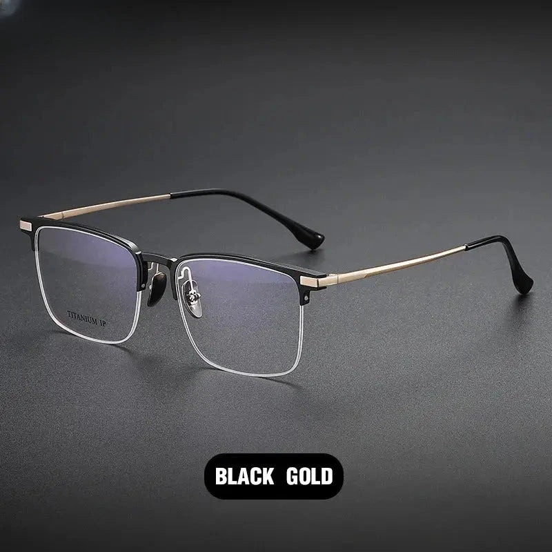 Unisex Square Semi-Rimless Titanium Reading Glasses V20261 — view 9 | Rx Spectacle
