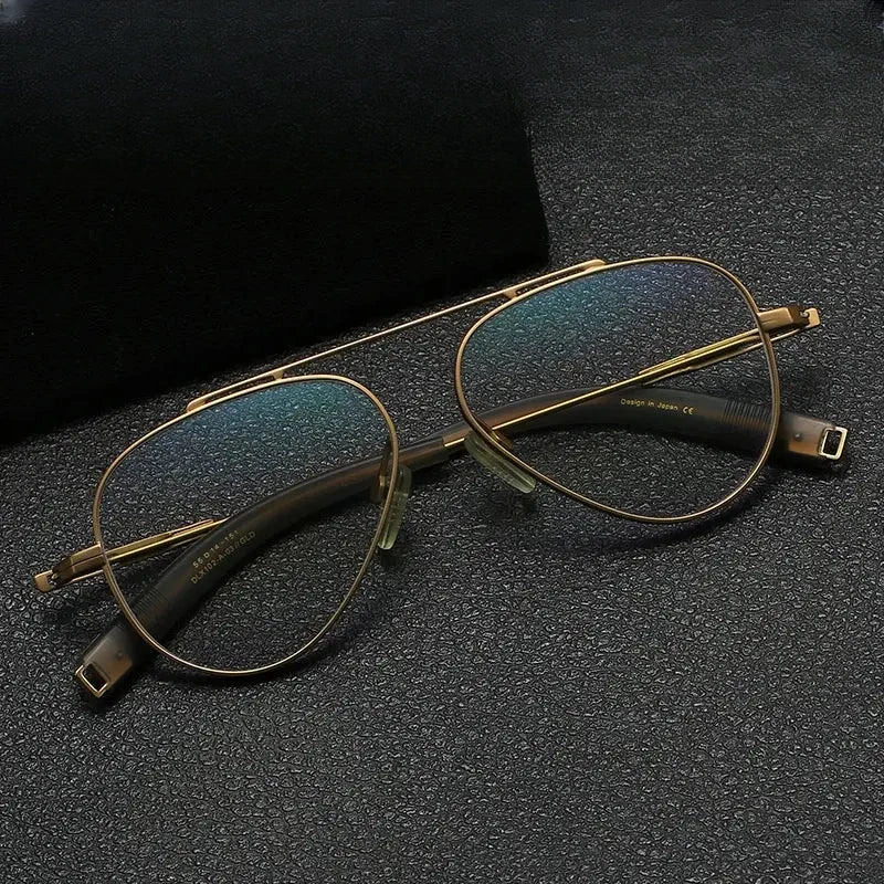 Men's Oval Full Rim Titanium Oversized Prescription Glasses 41102 — view 1 | Rx Spectacle
