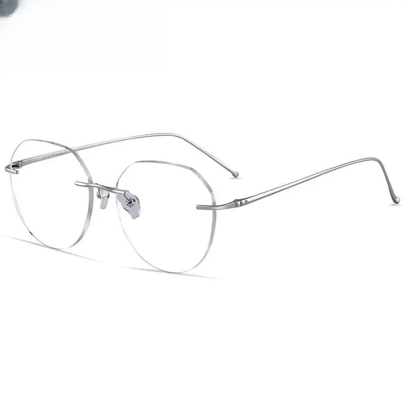 Unisex Oval Rimless Titanium Prescription Glasses 3306-7090 — view 8 | Rx Spectacle