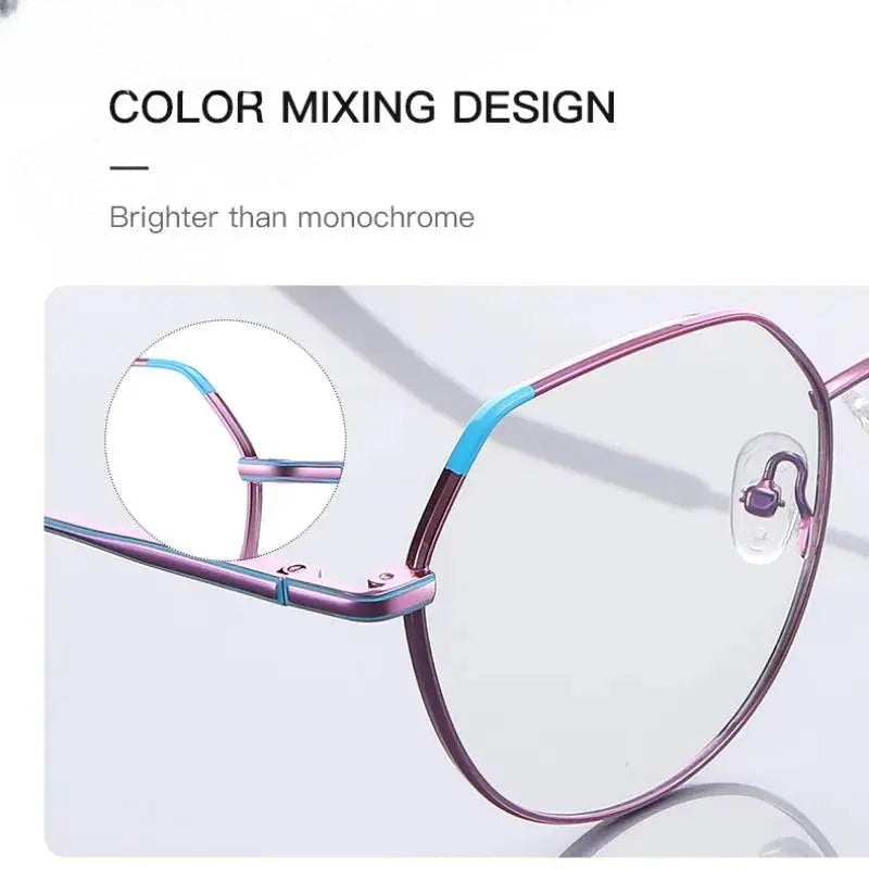 Women's Polygon Full Rim Stainless Steel Reading Glasses 3013 — view 4 | Rx Spectacle