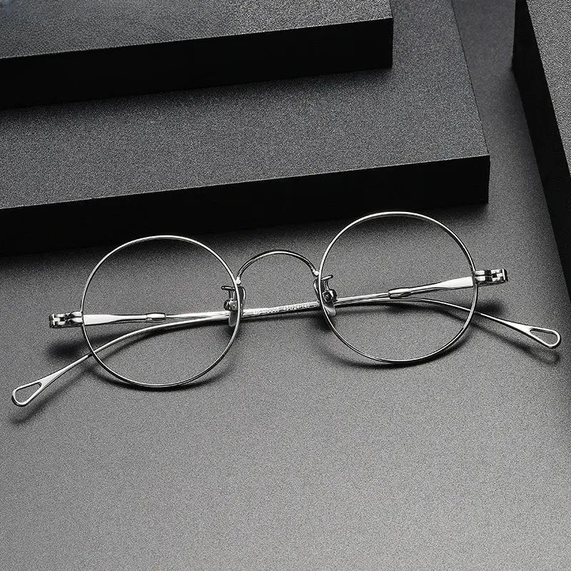 Unisex Round Full Rim Titanium Prescription Glasses M005 — view 1 | Rx Spectacle