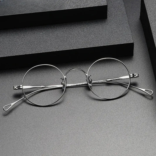 Unisex Round Full Rim Titanium Prescription Glasses M005 — view 1 | Rx Spectacle