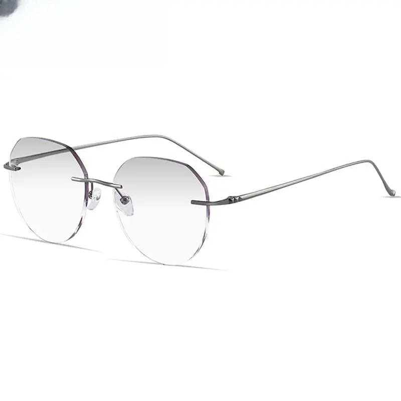 Unisex Oval Rimless Titanium Prescription Glasses 3306-7090 — view 3 | Rx Spectacle