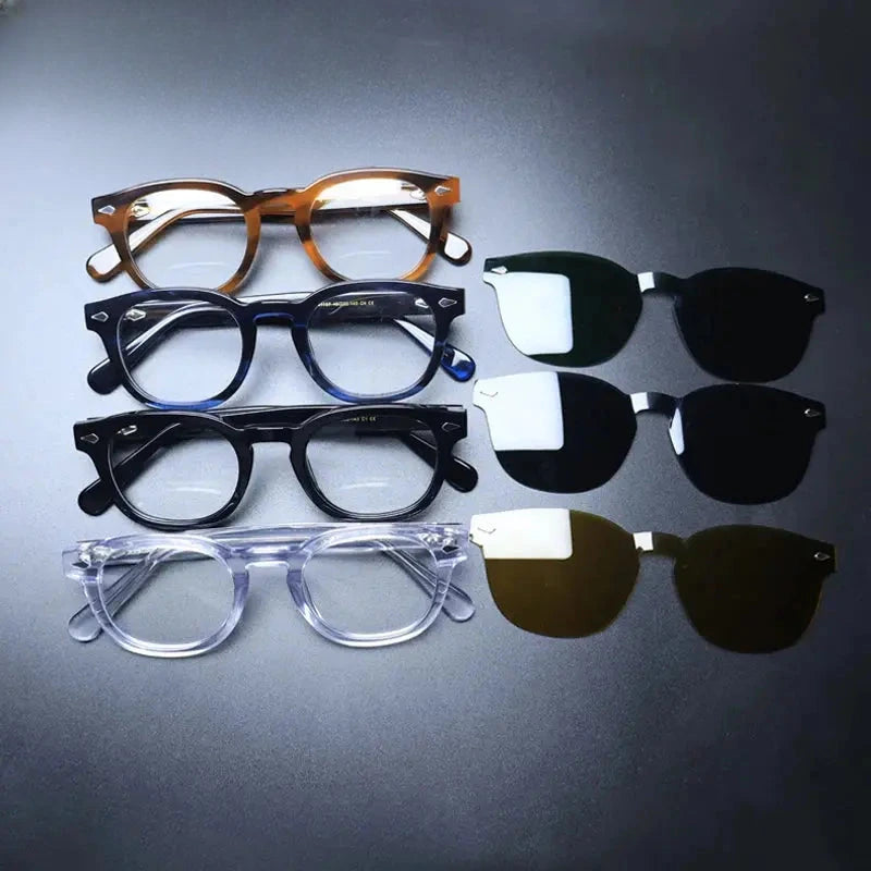 Unisex Round Full Rim Acetate Clip-On Prescription Glasses 1237 — view 2 | Rx Spectacle