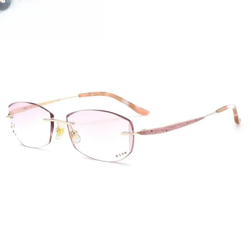Women's Rectangular Rimless Titanium Prescription Glasses 10139 — view 6 | Rx Spectacle