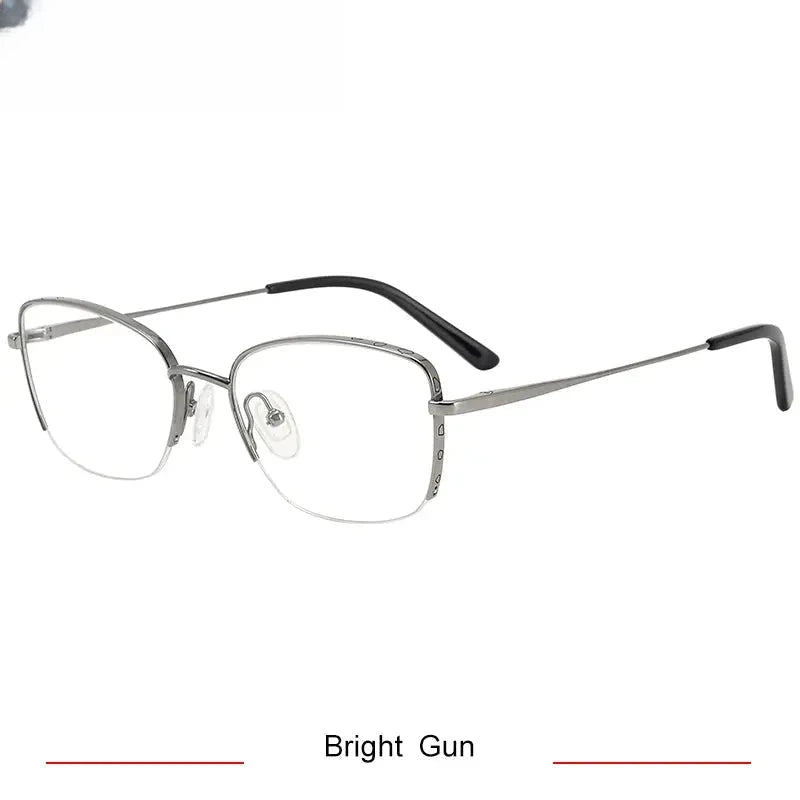 Women's Cat Eye Semi-Rimless Titanium Prescription Glasses 60311 — view 5 | Rx Spectacle