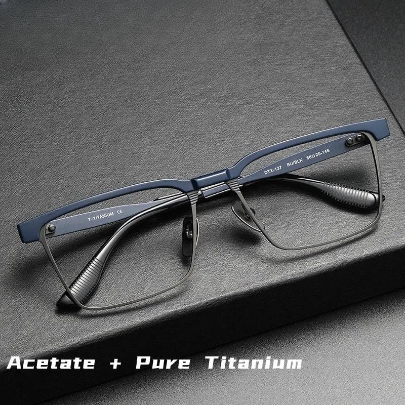 Men's Square Full Rim Titanium Prescription Glasses Dtx137 — view 1 | Rx Spectacle