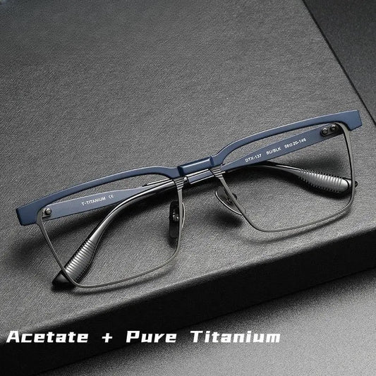 Men's Square Full Rim Titanium Prescription Glasses Dtx137 — view 1 | Rx Spectacle