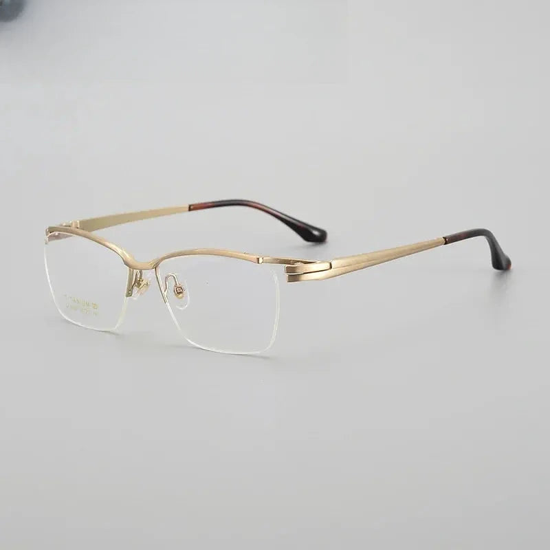 Men's Browline Semi-Rimless Titanium Prescription Glasses 62058 — view 1 | Rx Spectacle