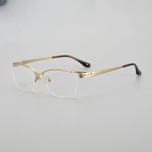 Men's Browline Semi-Rimless Titanium Prescription Glasses 62058 — view 1 | Rx Spectacle