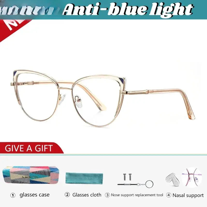 Women's Cat Eye Full Rim Alloy Reading Glasses 43124 — view 10 | Rx Spectacle