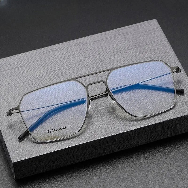 Unisex Square Full Rim Titanium Double Bridge Prescription Glasses 5517 — view 1 | Rx Spectacle
