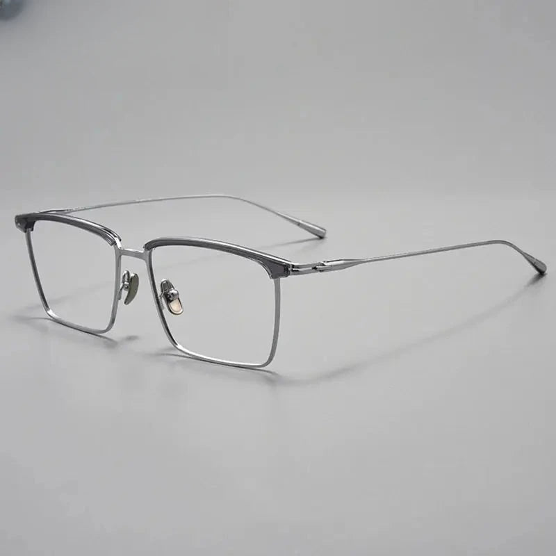 Unisex Browline Full Rim Titanium Prescription Glasses 39887 — view 8 | Rx Spectacle