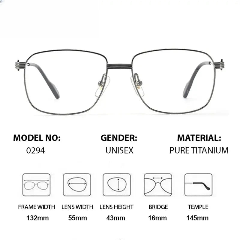 Women's Square Full Rim Titanium Prescription Glasses 20294 — view 2 | Rx Spectacle