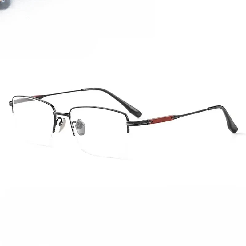 Men's Square Semi-Rimless Titanium Prescription Glasses 611605 — view 4 | Rx Spectacle
