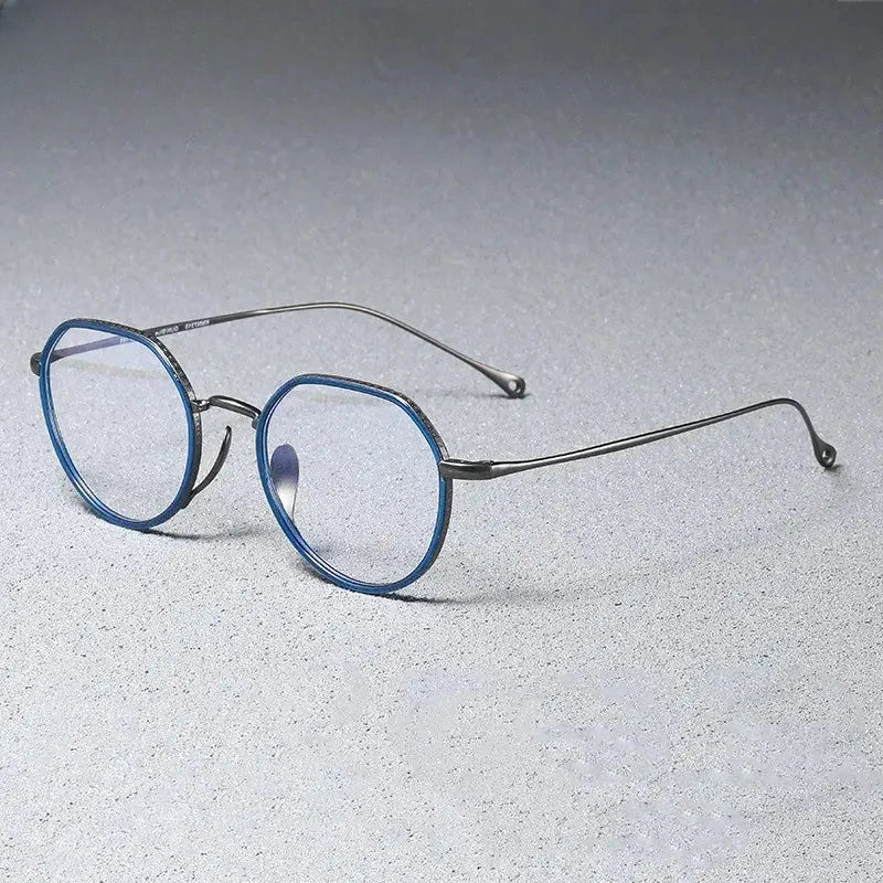 Women's Round Full Rim Titanium Flat Top Prescription Glasses 417310 — view 6 | Rx Spectacle