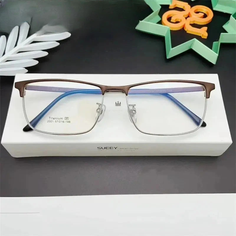 Men's Square Semi-Rimless Titanium Prescription Glasses 62001 — view 1 | Rx Spectacle