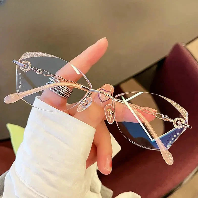 Women's Oval Rimless Titanium Prescription Glasses 318884 — view 3 | Rx Spectacle