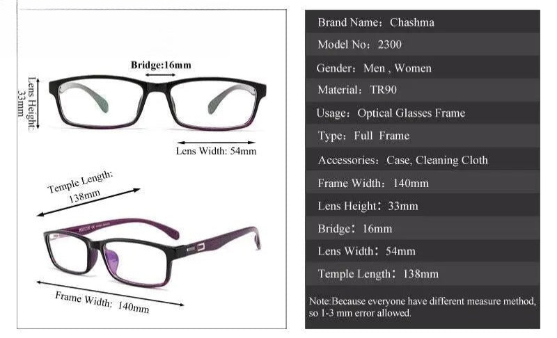 Men's Rectangular Full Rim Titanium Prescription Glasses 2300 — view 5 | Rx Spectacle