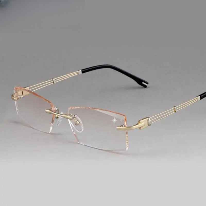 Men's Square Rimless Alloy Prescription Glasses 58128 — view 2 | Rx Spectacle