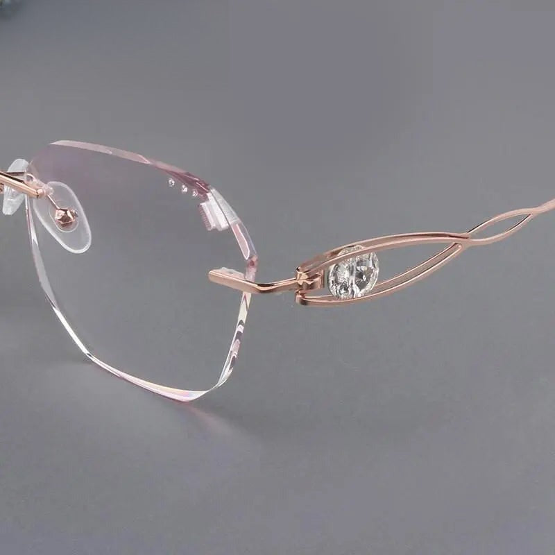 Women's Square Rimless Titanium Prescription Glasses 88023 — view 6 | Rx Spectacle