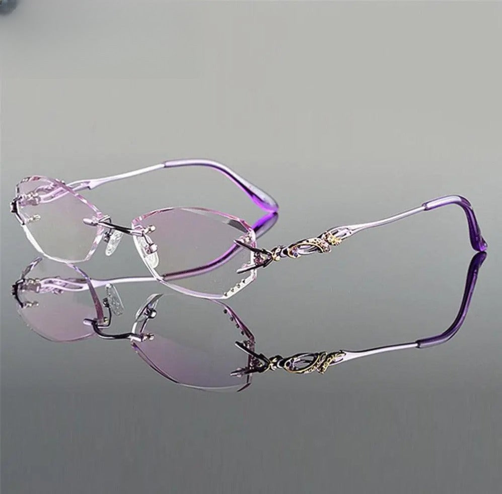 Women's Oval Rimless Titanium Prescription Glasses 8036b — view 6 | Rx Spectacle