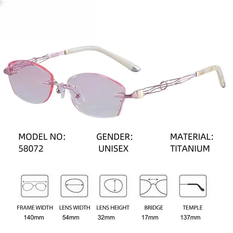 Women's Oval Rimless Titanium Prescription Glasses 658072 — view 2 | Rx Spectacle