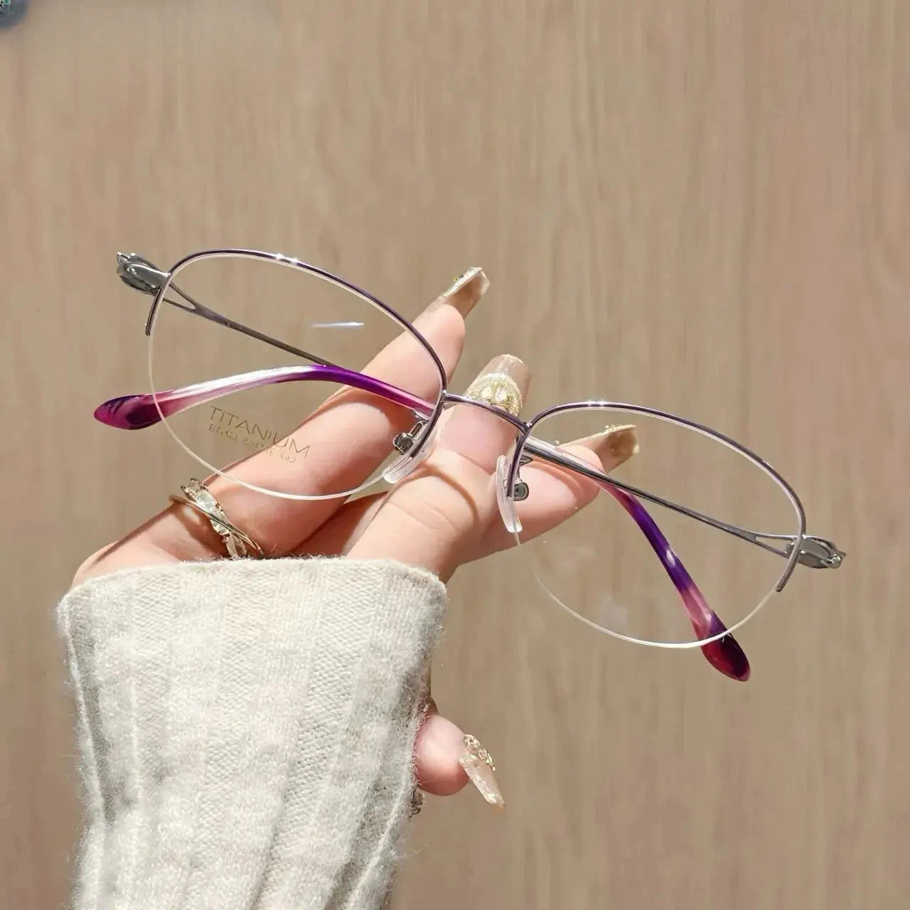 Women's Oval Semi-Rimless Titanium Reading Glasses 637022 — view 5 | Rx Spectacle