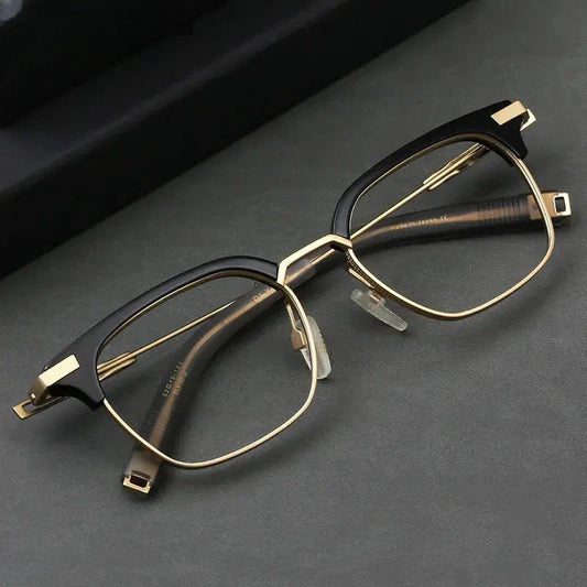 Unisex Square Full Rim Titanium Reading Glasses 814107 — view 1 | Rx Spectacle