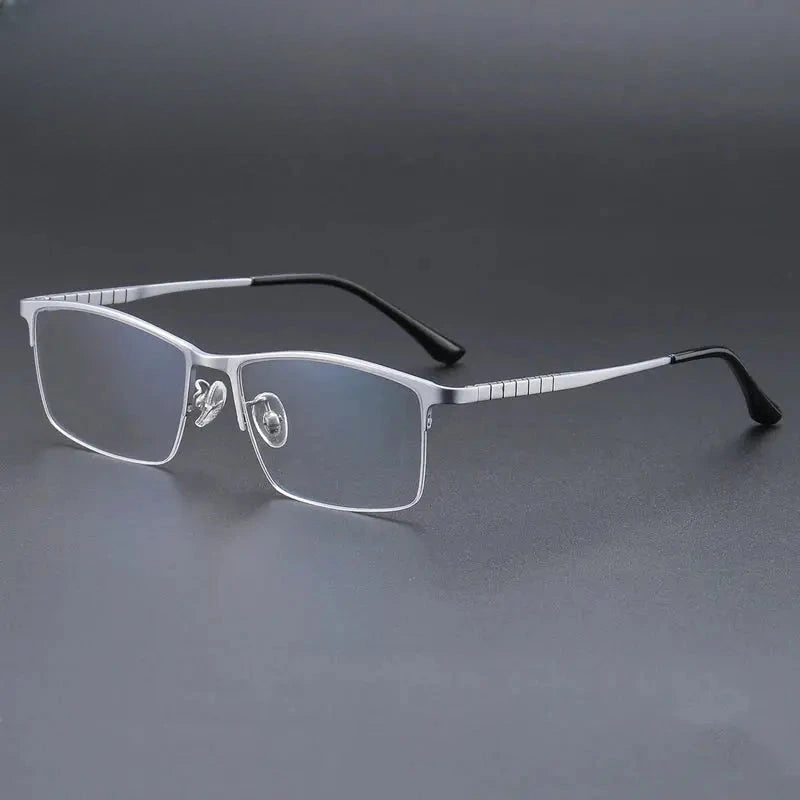 Men's Square Semi-Rimless Titanium Prescription Glasses 745002 — view 6 | Rx Spectacle