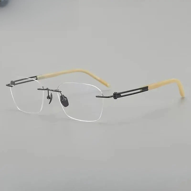Men's Polygon Rimless Titanium Oversized Prescription Glasses 401005 — view 3 | Rx Spectacle