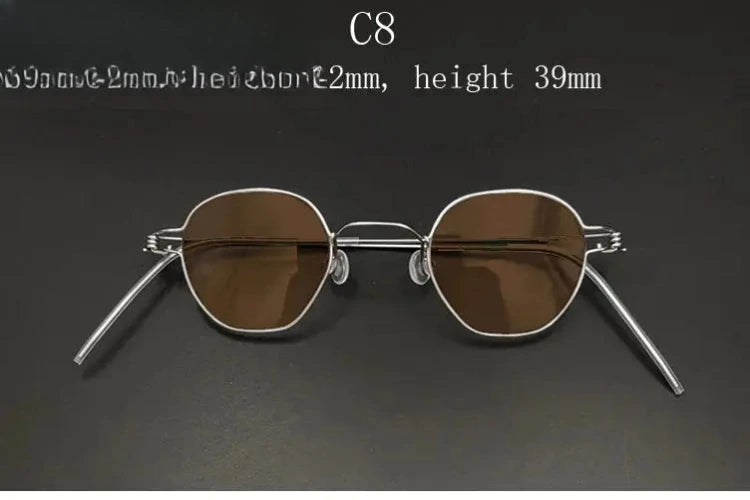 Unisex Polygon Full Rim Stainless Steel Prescription Glasses Y13840 — view 8 | Rx Spectacle